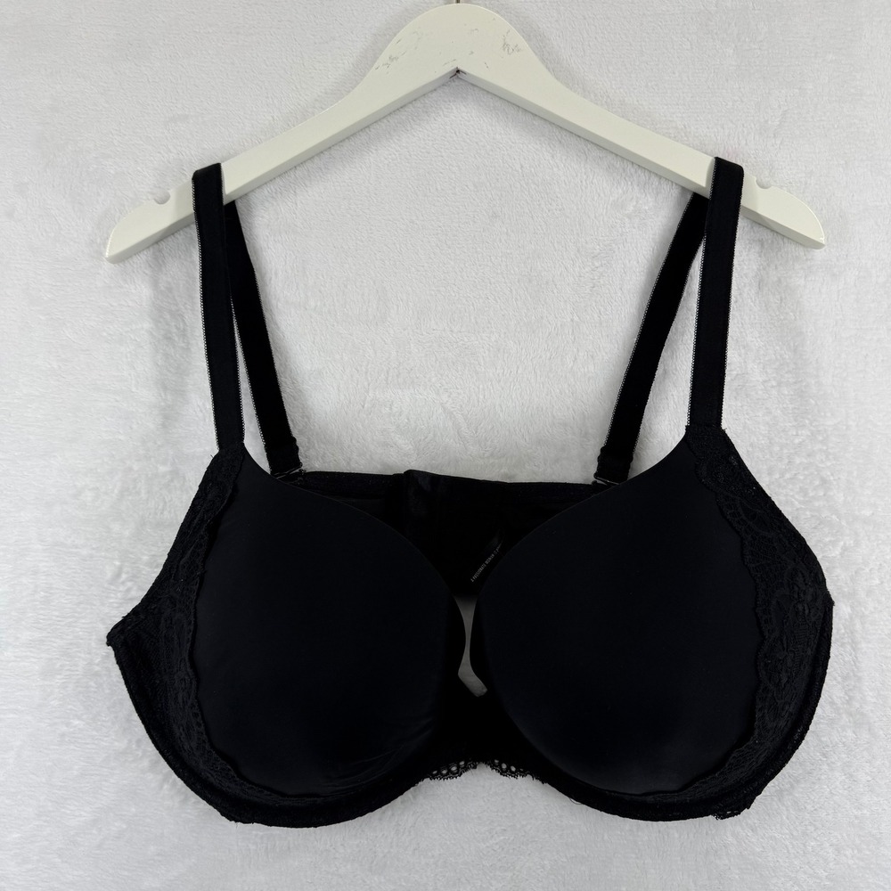 Torrid Curve Push‎ Up Plunge Black Lace Trim Bra Size 42DDD